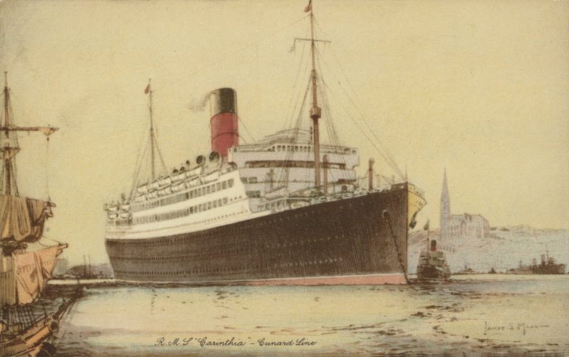 Cunard liner RMS Carinthia (väri litho) tekijältä James Scrimgeour Mann