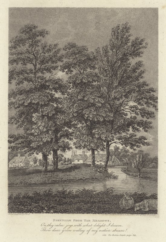 Robert Bloomfield, runoilija: Fakenham from the Meadows (kaiverrus) tekijältä James Storer