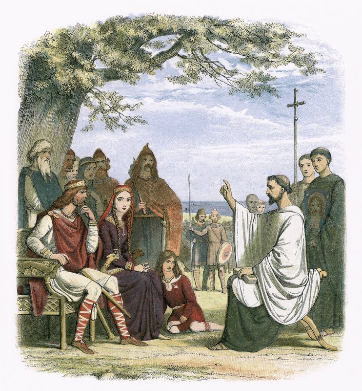 Augustinus saarnaa kuningas Ethelbertin edessä tekijältä James William Edmund Doyle