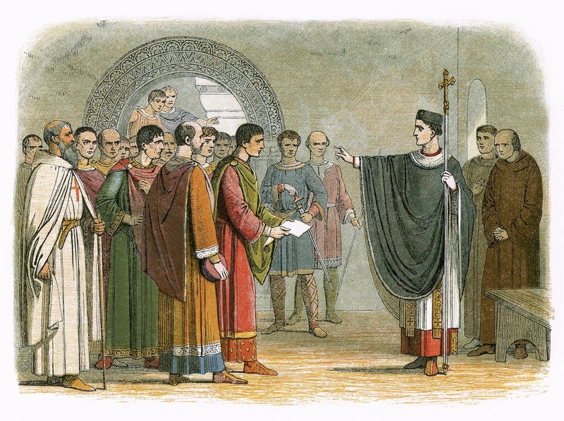 Becket kieltää Leicesterin jaarlia langettamasta tuomiota hänestä tekijältä James William Edmund Doyle