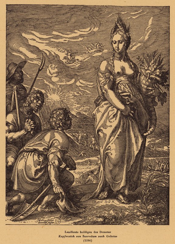 Demeterin kunnioitus (Ceres) (kaiverrus) tekijältä Jan Saenredam