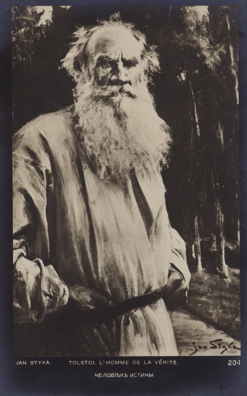 Leo Tolstoi (1828-1910), venäläinen kirjailija, novellikirjailija ja näytelmäkirjailija tekijältä Jan Styka