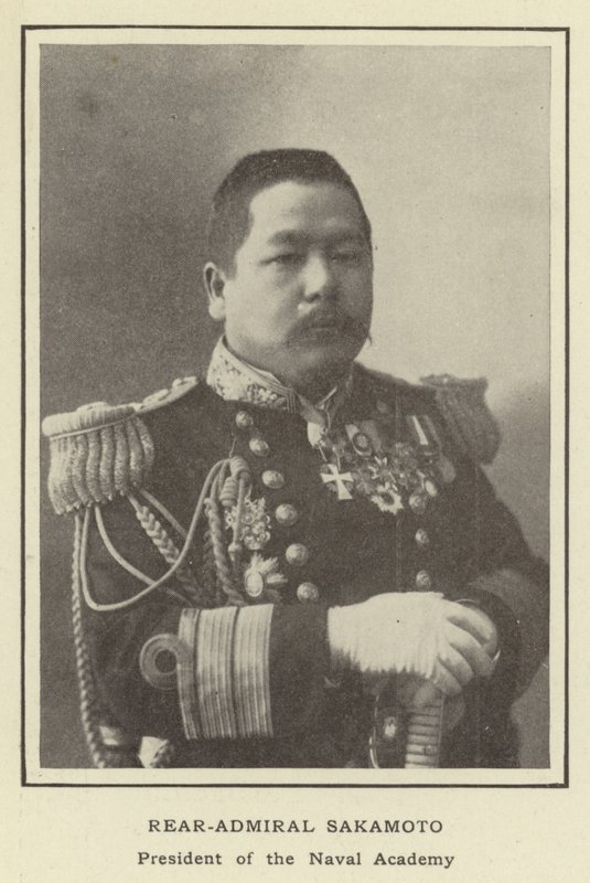 Kontra-amiraali Sakamoto, merivoimien akatemian presidentti tekijältä Japanese Photographer