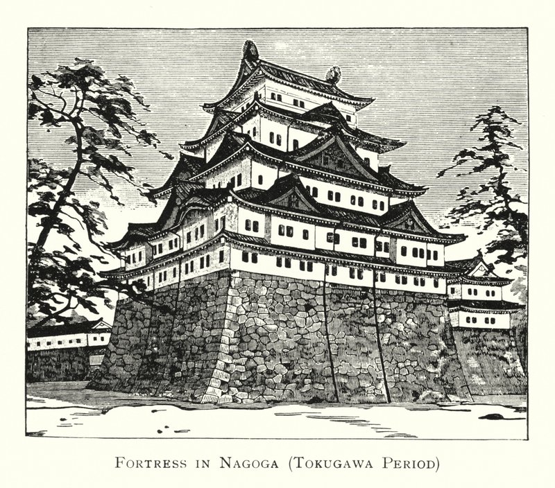 Linnoitus Nagogassa, Tokugawan aikakausi (litho) tekijältä Japanese School