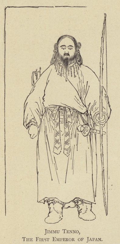 Jimmu Tenno, Japanin ensimmäinen keisari (litho) tekijältä Japanese School