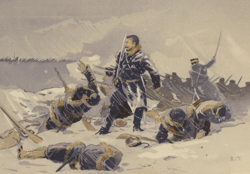 Hei-kou-tai taistelu lumessa (chromolitho) tekijältä Japanese School