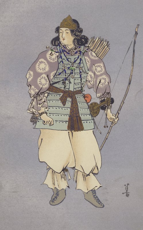 Keisarinna Jingo, joka johti tutkimusmatkan Koreaan vuonna 200 jKr (chromolitho) tekijältä Japanese School