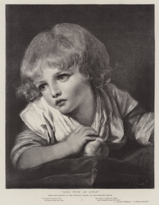 Tyttö omenalla tekijältä Jean Baptiste Greuze