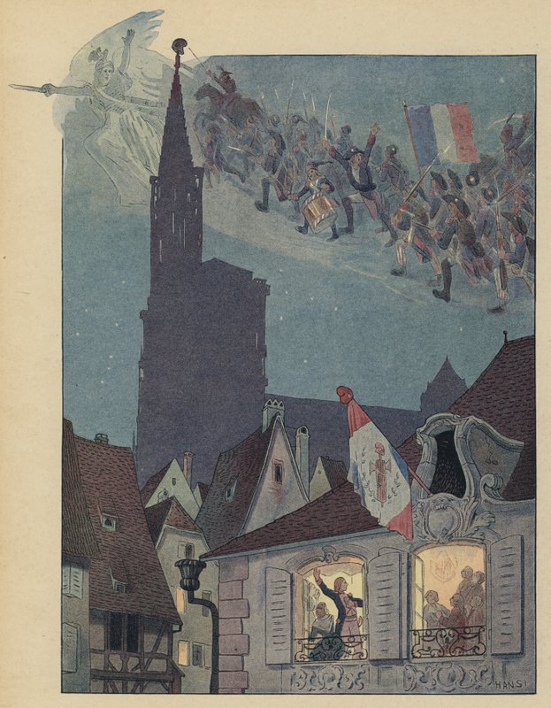 Claude Joseph Rouget de Lisle laulaa sävellyksensä La Marseillaise Strasbourgin pormestarille tekijältä Jean Jacques Waltz