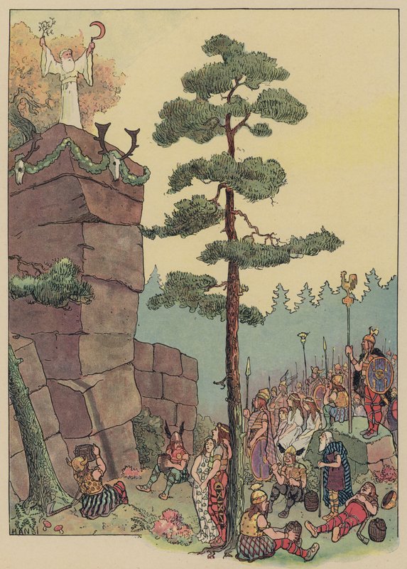 Druidit juhlivat festivaaleja Maennelsteinissa, Alsace (värilitho) tekijältä Jean Jacques Waltz