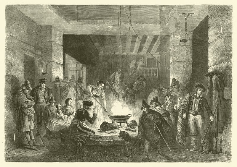 Posada, una posada a Sierra Nevada, Espanya (gravat) finlandès tekijältä Jean Antoine Valentin Foulquier