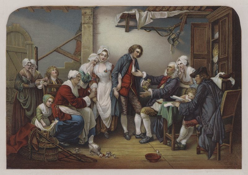 The Village Bride (väri litho) tekijältä Jean Baptiste (after) Greuze