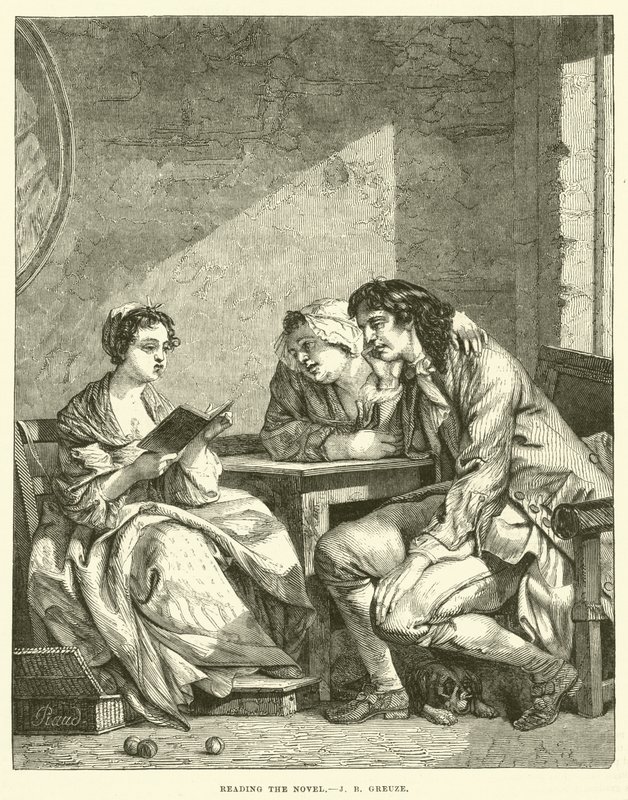 Romaanin lukeminen tekijältä Jean Baptiste Greuze