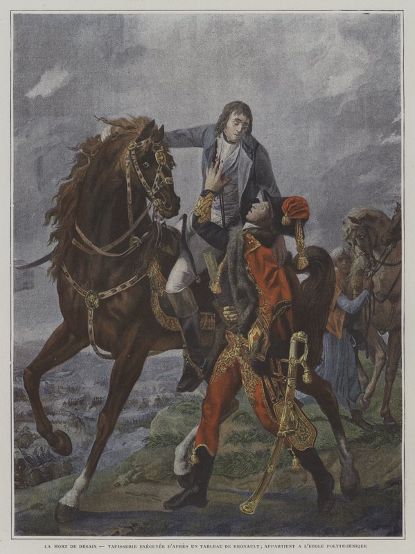 Kenraali Desaix kuoli Marengon taistelussa 1800 tekijältä Jean Baptiste Regnault