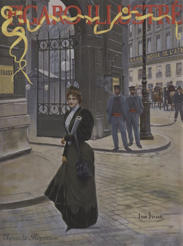 Apres la Repetition (harjoituksen jälkeen). Le Figaro Illustren kansi, huhtikuu 1896 tekijältä Jean Beraud