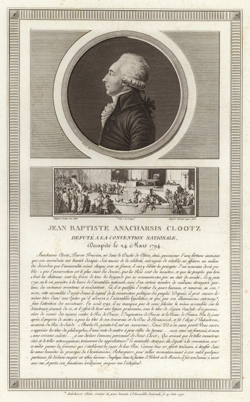 Muotokuva Jean-Baptiste du Val-de-Gracesta, Baron de Clootsista tekijältä Jean Duplessi Bertaux