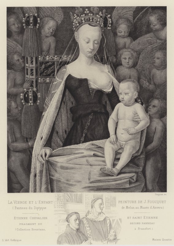 Neitsyt ja lapsi enkelien ympäröimänä, n. 1450. tekijältä Jean Fouquet