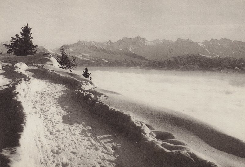 Rigi Kaltbad, aurinkoinen talvipäivä (m/w kuva) tekijältä Jean Gaberell