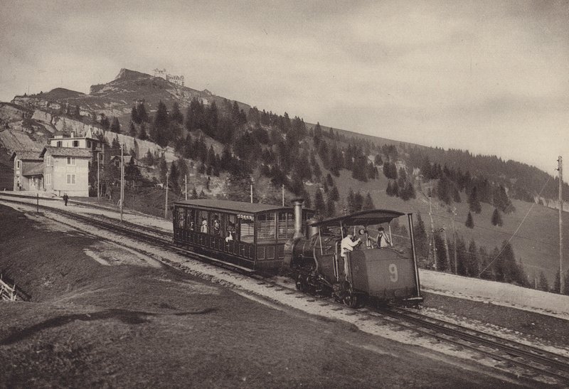 Vitznau Rigi Kulm, telinerautatie (m/w kuva) tekijältä Jean Gaberell