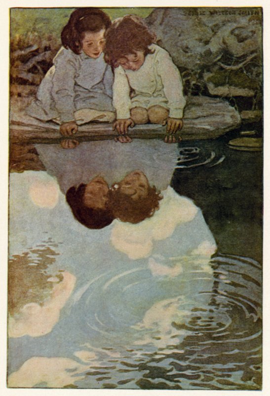 Looking Glass River (väri litho) tekijältä Jessie Willcox Smith
