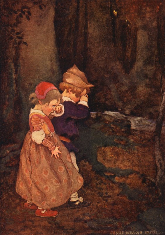 The Babes In The Wood (värilitografia) tekijältä Jessie Willcox Smith