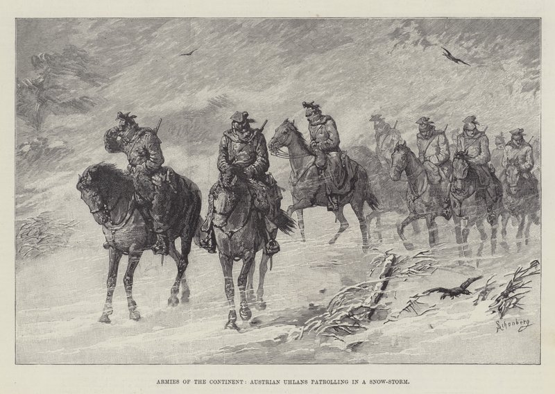 Manner-armeijat, Itävallan ulaanit partioivat lumimyrskyssä tekijältä Johann Nepomuk Schonberg