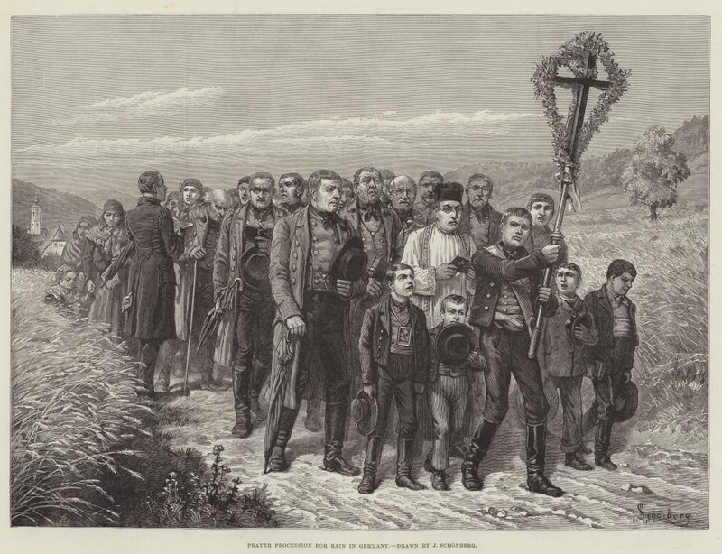 Sateen rukouskulkue Saksassa tekijältä Johann Nepomuk Schonberg