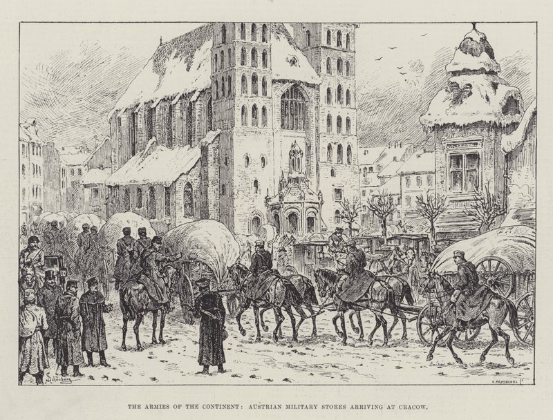 Manner-Armeijat, Itävallan sotavarastot saapuvat Krakovaan tekijältä Johann Nepomuk Schonberg