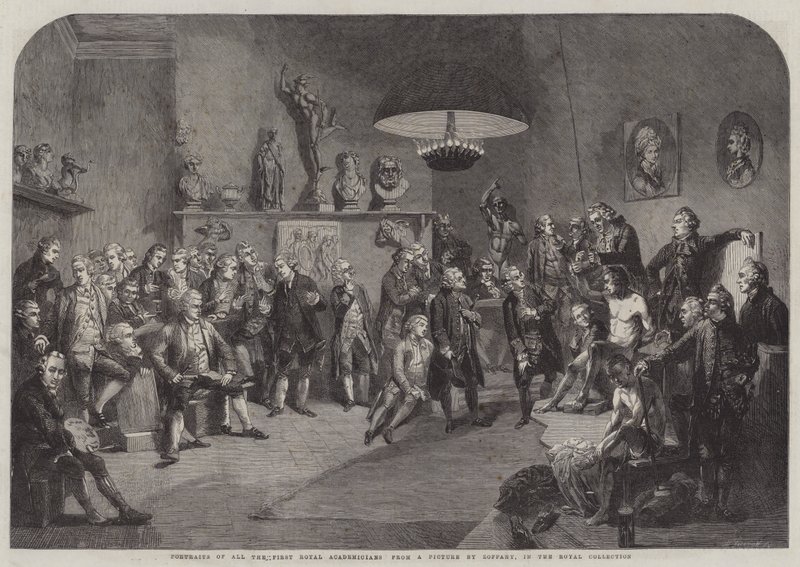 Muotokuvia kaikista ensimmäisistä kuninkaallisista akateemioista tekijältä Johan Joseph Zoffany