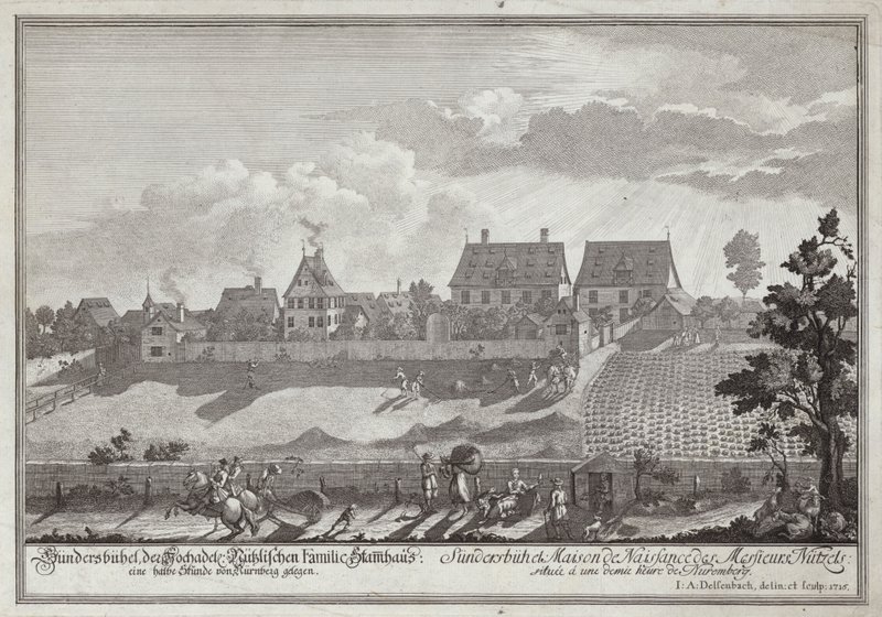 Sundersbuhl, Nutzel-perheen asuinpaikka Nürnbergin lähellä tekijältä Johann Adam Delsenbach