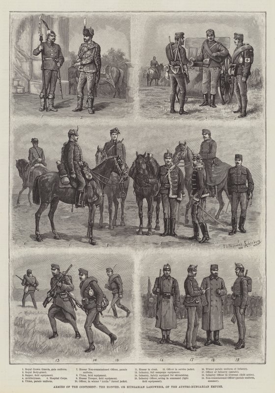 Itävalta-Unkarin valtakunnan mantereen armeijat, Honved tai Unkarin Landwehr tekijältä Johann Nepomuk Schonberg