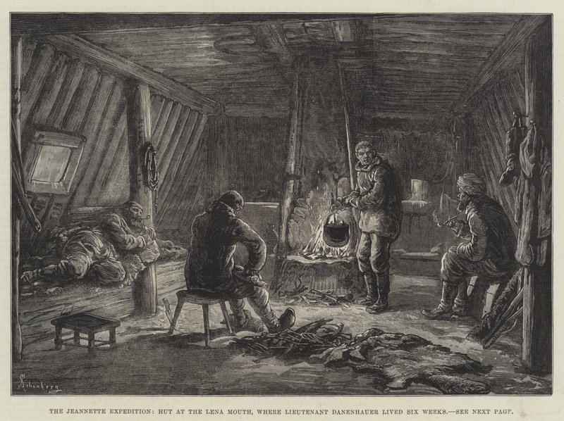 Jeannette-retkikunta, kota Lena Mouthissa, jossa luutnantti Danenhauer asui kuusi viikkoa tekijältä Johann Nepomuk Schonberg