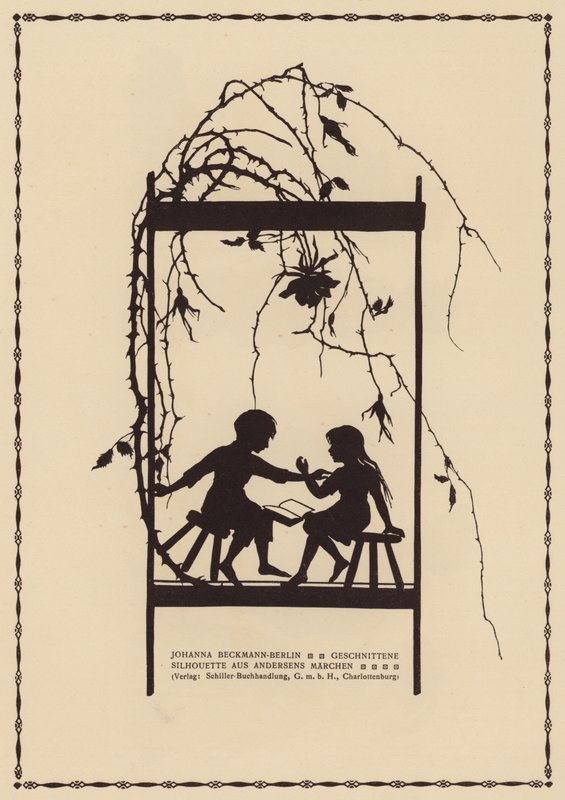 Siluetti Hans Christian Andersenin sadusta (litografia). tekijältä Johanna Beckmann