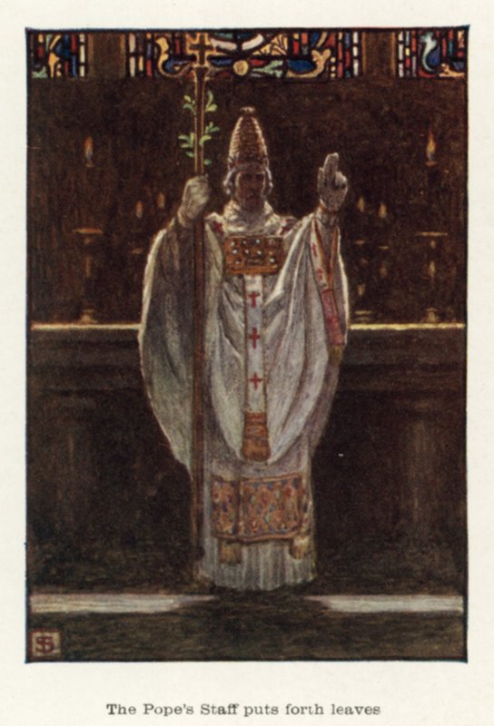 Paavin sauva levittää lehtiä tekijältä John Byam Liston Shaw