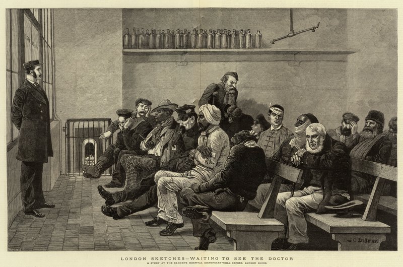 London Sketches, odottamassa tohtoria tekijältä John Charles Dollman