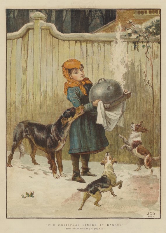 Jouluillallinen vaarassa (chromolitho) tekijältä John Charles Dollman