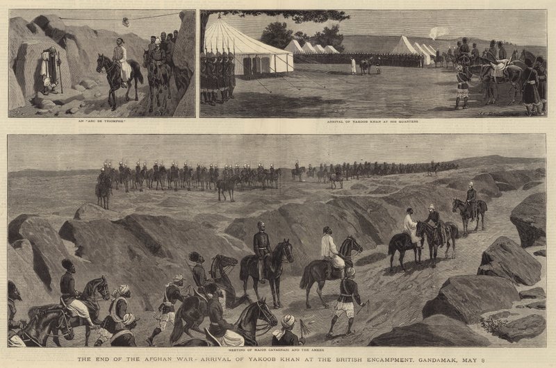 Afganistanin sodan loppu, Yakoob Khanin saapuminen brittiläiselle leirille, Gandamak, 8. toukokuuta tekijältä John Charles Dollman