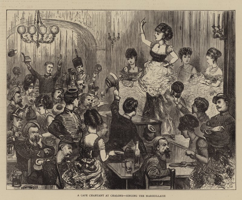 Cafe Chantant Chalonsissa laulamassa Marseillaisea tekijältä John Charlton