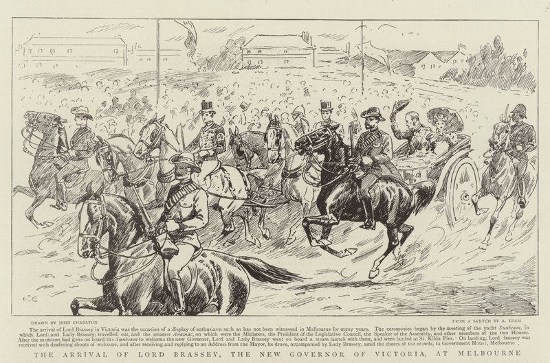 Lord Brasseyn, Victorian uuden kuvernöörin, saapuminen Melbourneen tekijältä John Charlton