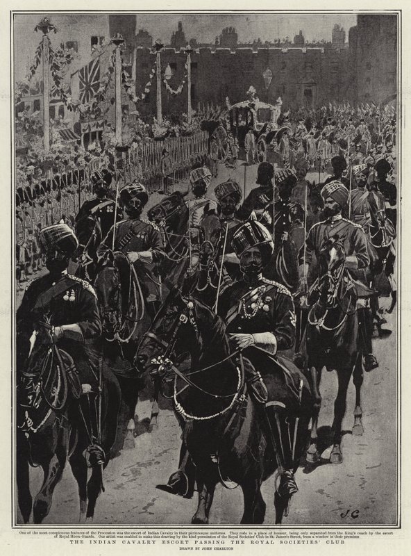 Indian Cavalry Escort ohittaa Royal Societies