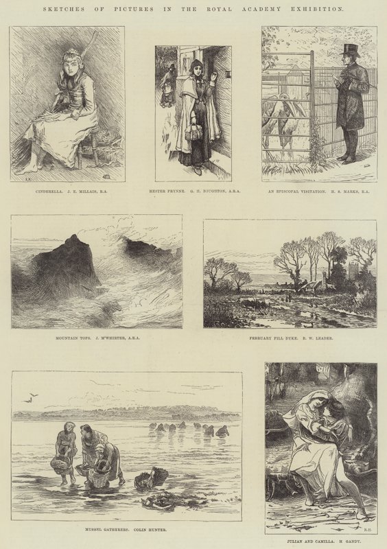 Luonnokset kuvista Royal Academyn näyttelyssä tekijältä John Everett Millais