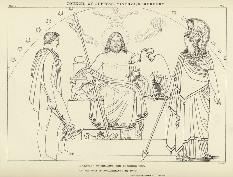 Jupiterin, Minervan ja Merkuriuksen neuvosto tekijältä John Flaxman