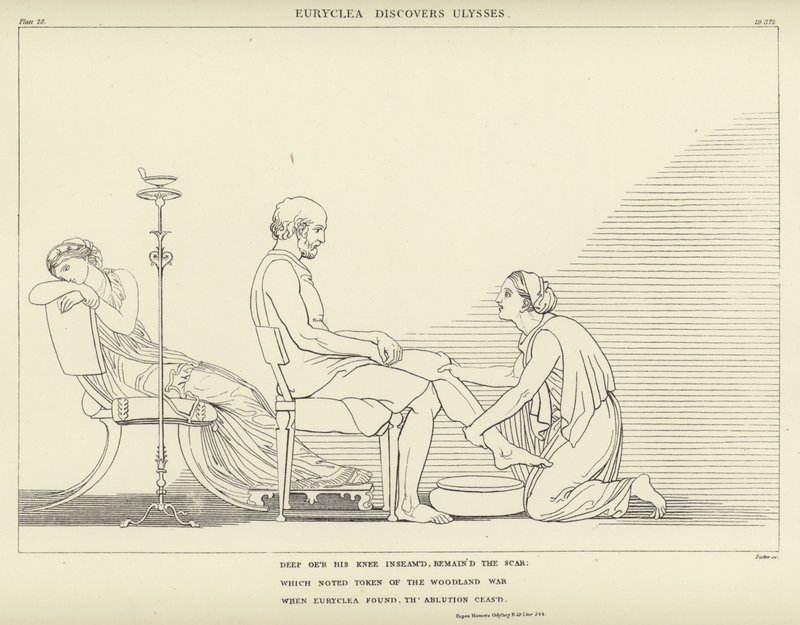 Euryclea löytää Odysseuksen tekijältä John Flaxman