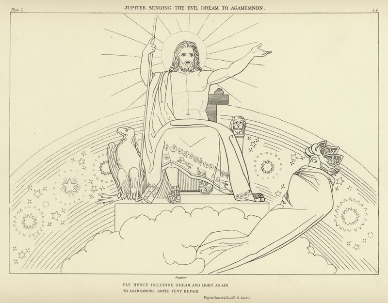 Jupiter lähettää pahan unen Agamemnonille tekijältä John Flaxman