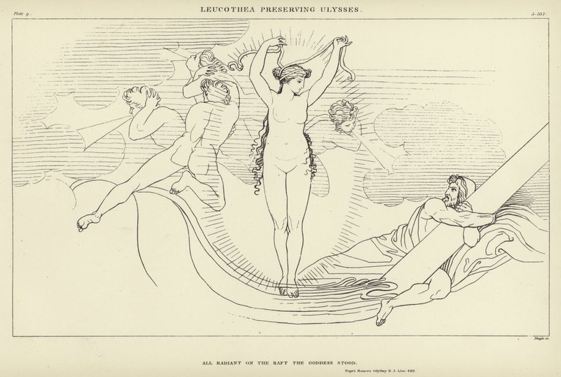 Leucothea säilyttää Odysseuksen tekijältä John Flaxman