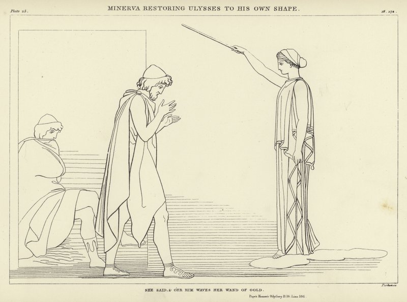 Minerva palauttaa Ulyssesia omaan muotoonsa tekijältä John Flaxman