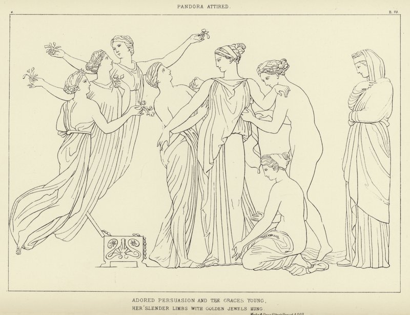 Pandora pukeutunut tekijältä John Flaxman