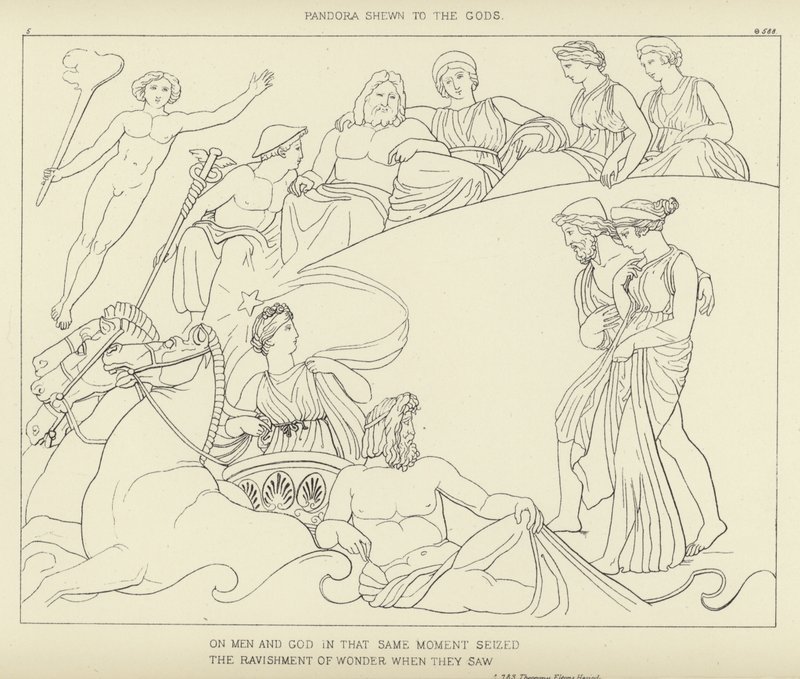Pandora näytettiin jumalille tekijältä John Flaxman