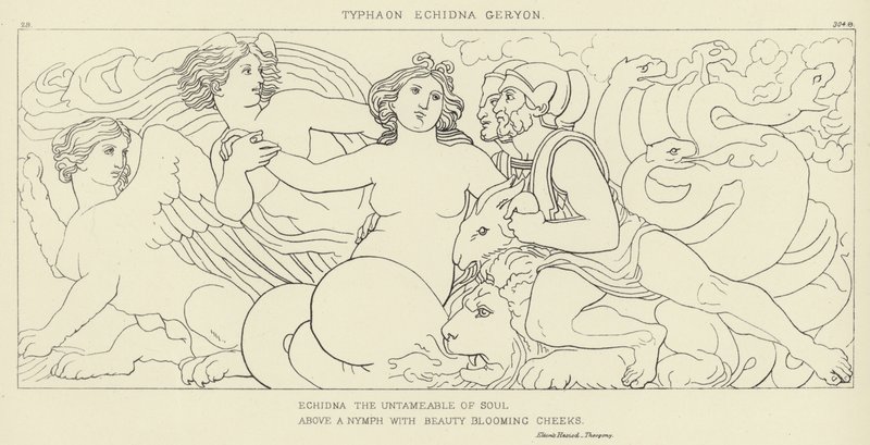 Typhaon, Echidna, Geryon tekijältä John Flaxman