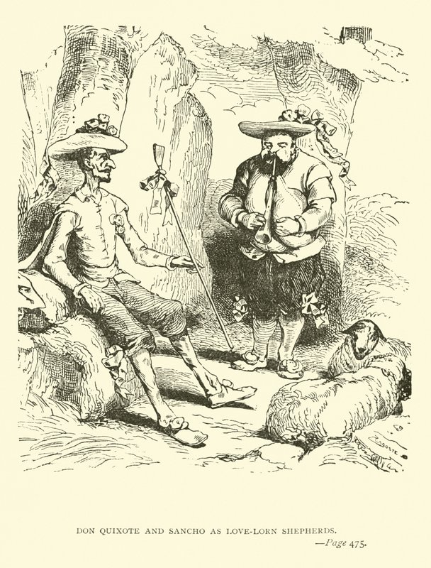 Don Quijote ja Sancho rakkauden kaipaajina paimenina tekijältä John Gilbert